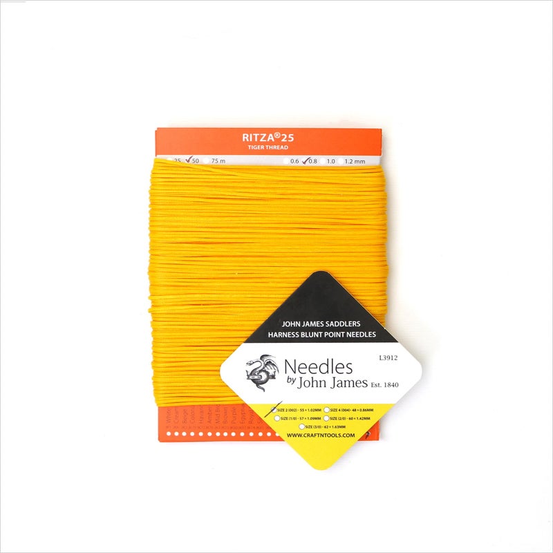 Ritza 25 Tiger Thread Yellow 1.0mm RITZA 25 Tiger Thread for Leather Craft | Waxed Polyester Saddlers Thread - Image 3